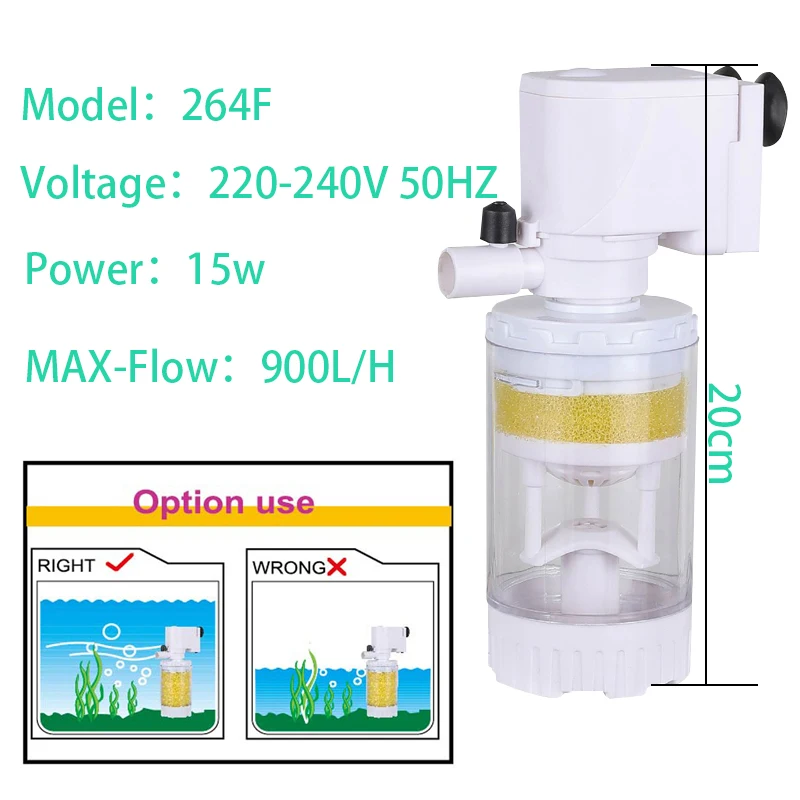 220V 3 in 1 Aquarium Multifunctionele Filterpomp Zuurstof Aquarium 4 Lagen Filter Aquarium Interne Filter Materiaal Luchtpomp: Goud