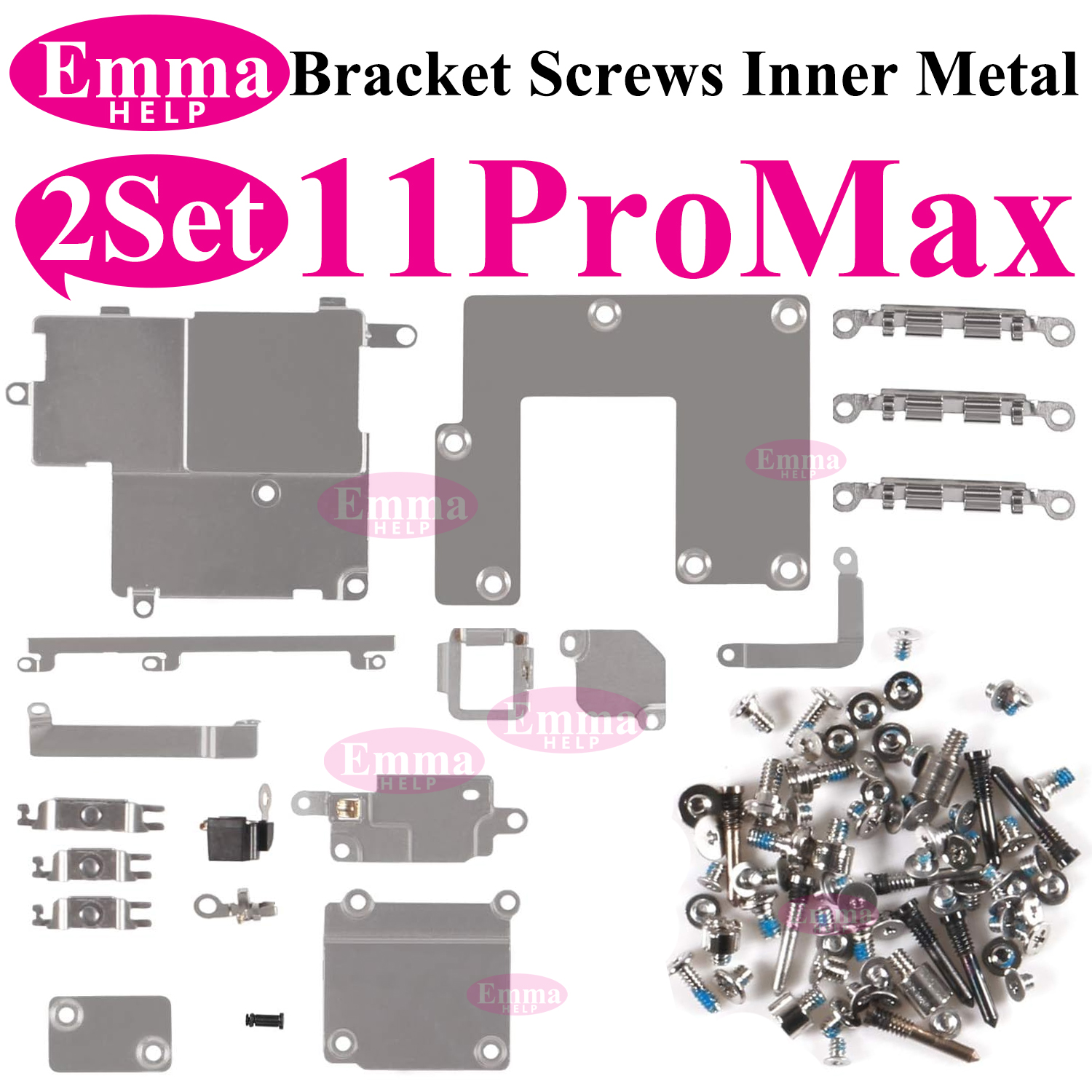 2set Full Inside Small Metal Holder Bracket Shield Plate Set Full Screws For iPhone 11 12 13 Pro Max X XS XR Repair Assessories: Pink