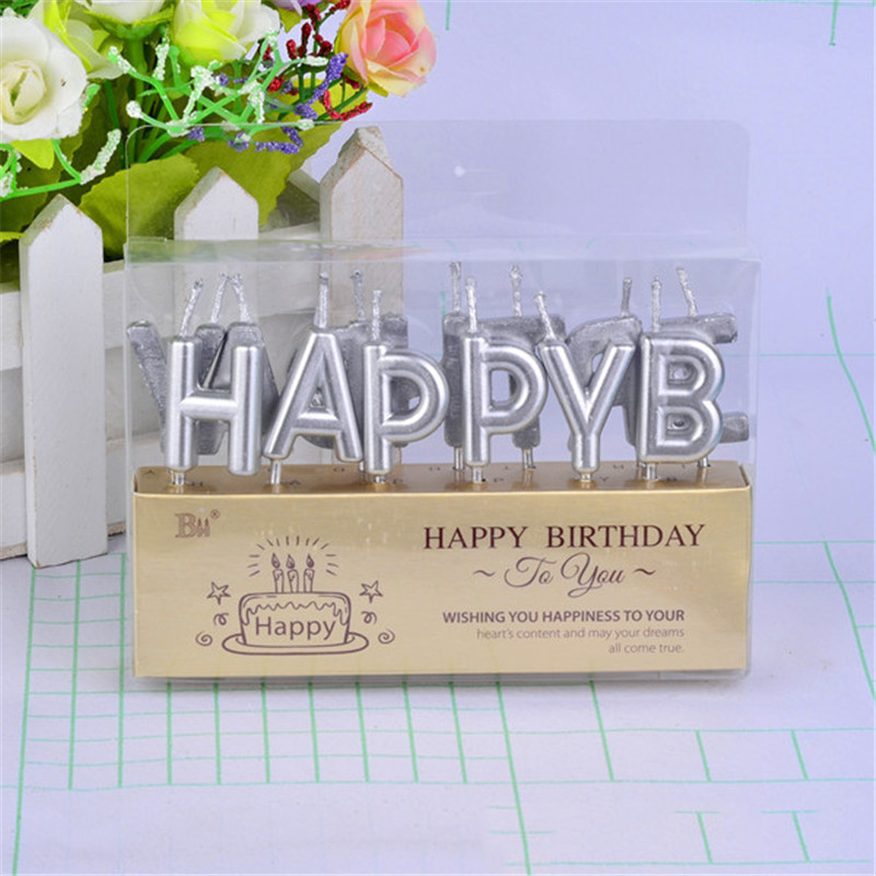 Cartoon animal happy birthday cake party art candle crown letter happy birthday: B silver HP