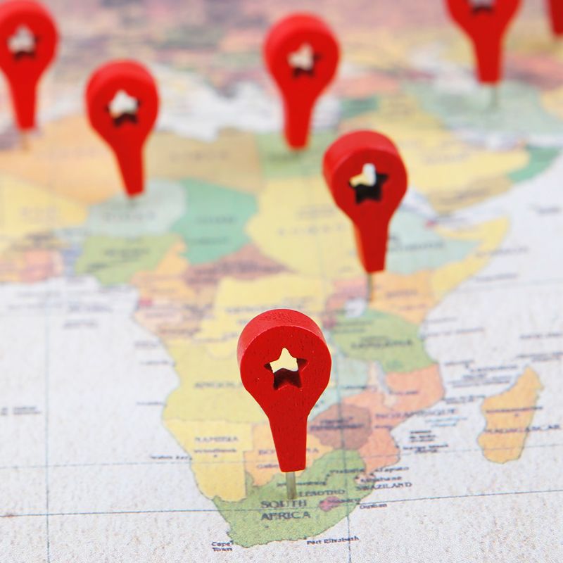 40 Pcs Map Markers Wooden Drawing Photo Wall Studs Cork Board Pins Thumbtack Pushpins Painting Tool Sep.20