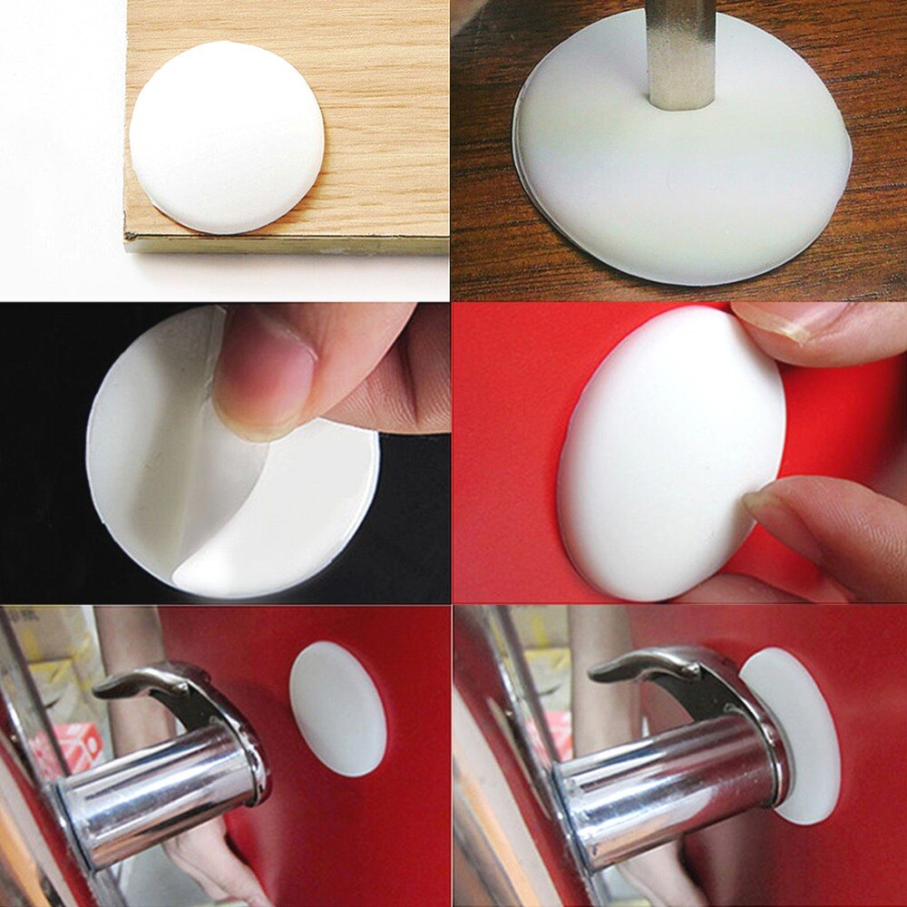 2 Pcs Wall Kids Baby Protectors Door Handle Guard White Rubber Bumper Kids Stopper Stop Corner Guards