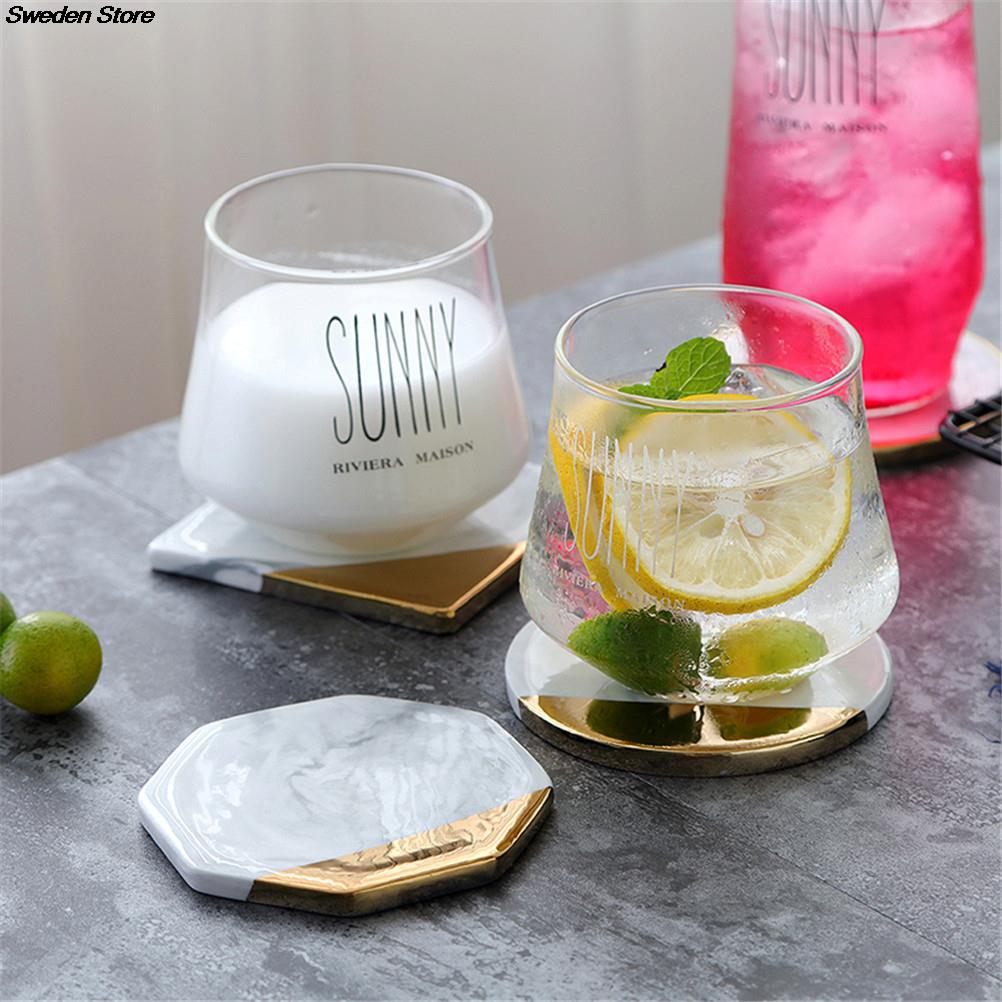 1pc guld marmor bordskånere keramiske coaster te kop pad rund bord måtte coaster kaffe te kop dækkeservietter køkken dekoration