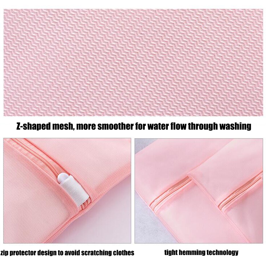 Pink Laundry Bag Washing Machine Bra Clothes Underwear Socks Mesh Bag Travel Sorting Pouch Wash Bags