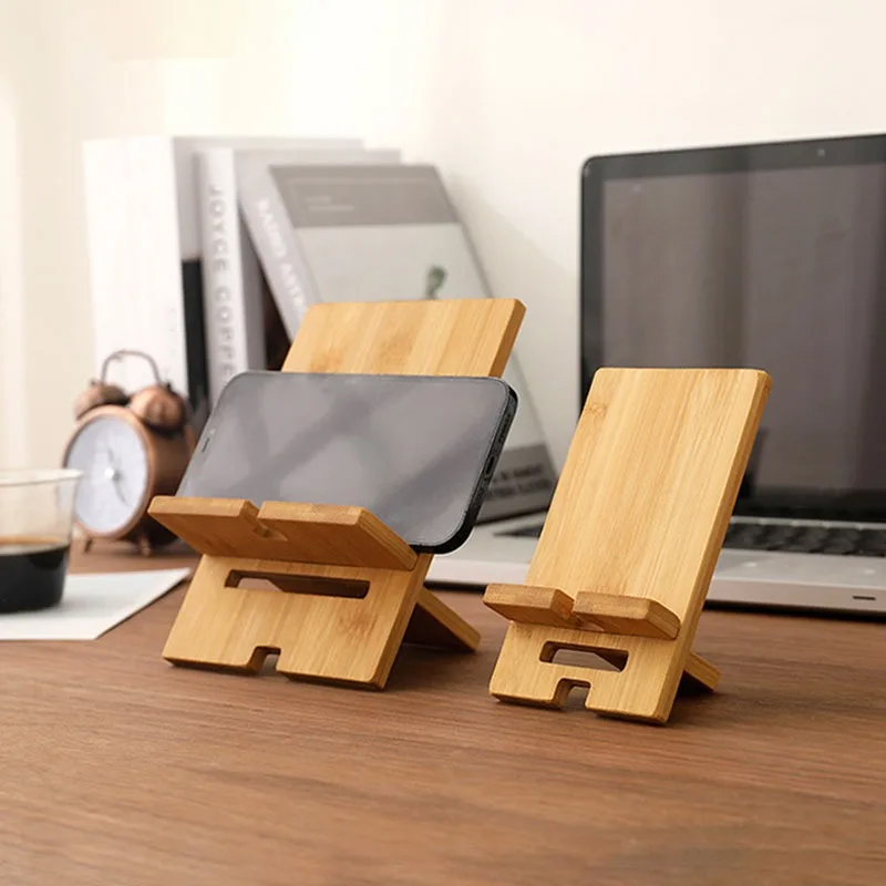 Desktop Bamboo Phone Holder Practical Wooden Smartphone Charging Stand Lazy Multi-functional Stand