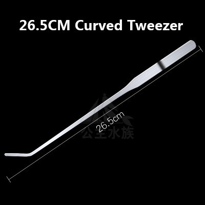 Aquarium recht gebogen pincet schaar algenkrabber roestvrij staal aquarium planten gereedschap: 26.5cm gebogen pincetten