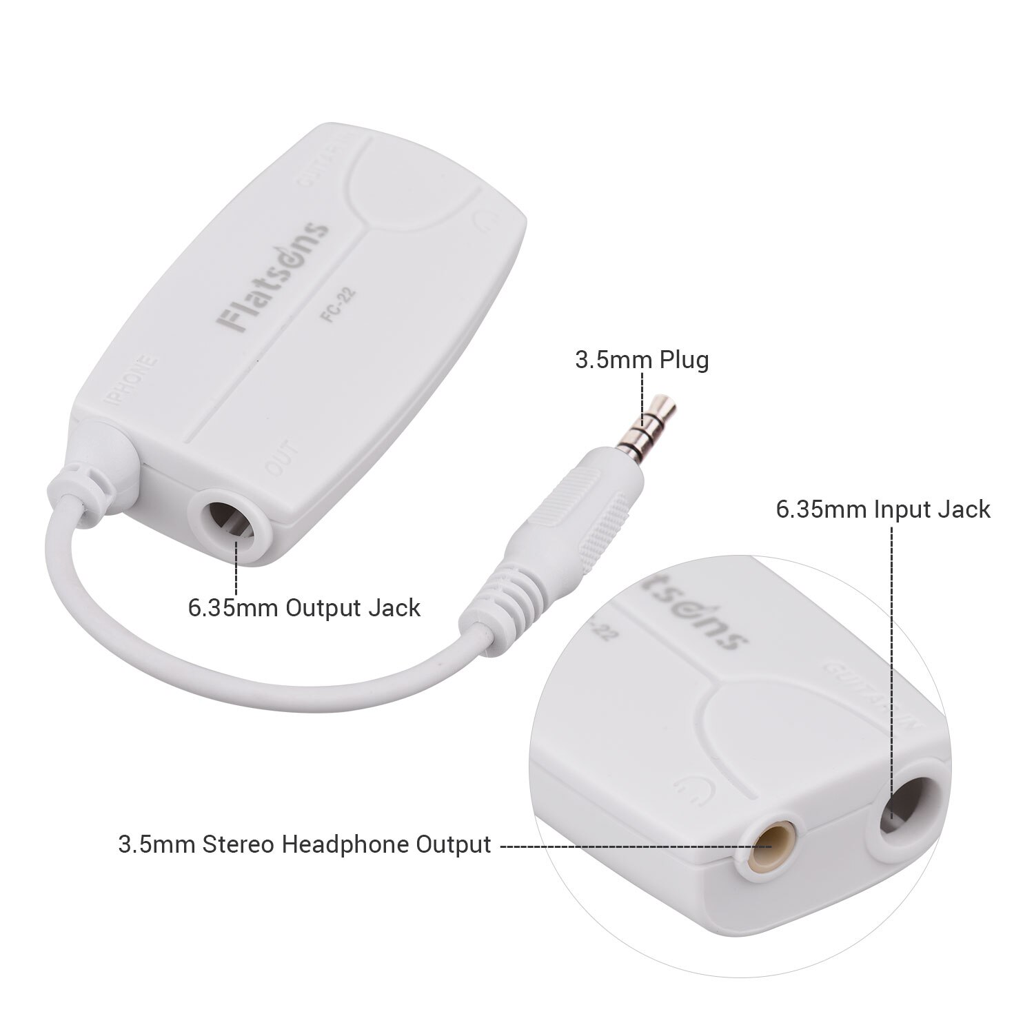 Muslady ML-22 Guitar Audio Interface Connector Converter for Electric Guitar Bass to Mobile Phone Tablet Connection