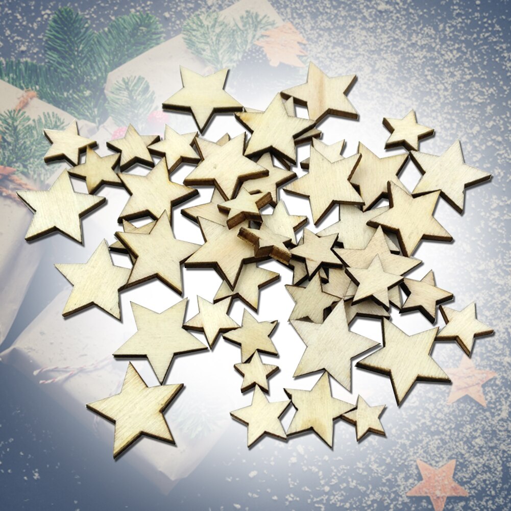 Suministros decorativos de mezcla de tamaños hechos a mano, de estrellas de madera con grafiti, adornos artesanales DIY, botones de Scrapbooking, peso ligero
