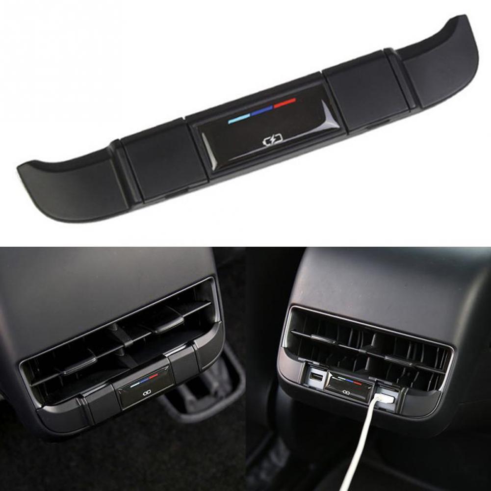 USB Charging Rear Air Outlet For Tesla Model 3 Rear Exhaust Air Outlet USB Charging Protection Cover Waterproof Car Socket: Default Title