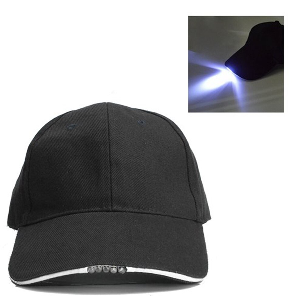 5 led lampe cap batteridrevet hat med led lys lommelygte til fiskeri jogging baseball cap belysning fisk hat