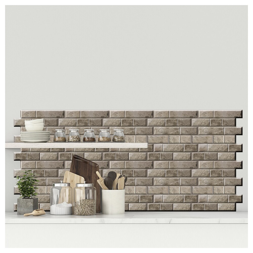 Lychee Life 3D Grain Brick Wall Stickers Square Mosaic Stick Tile DIY Arts Crafts Making Home Decoration Material