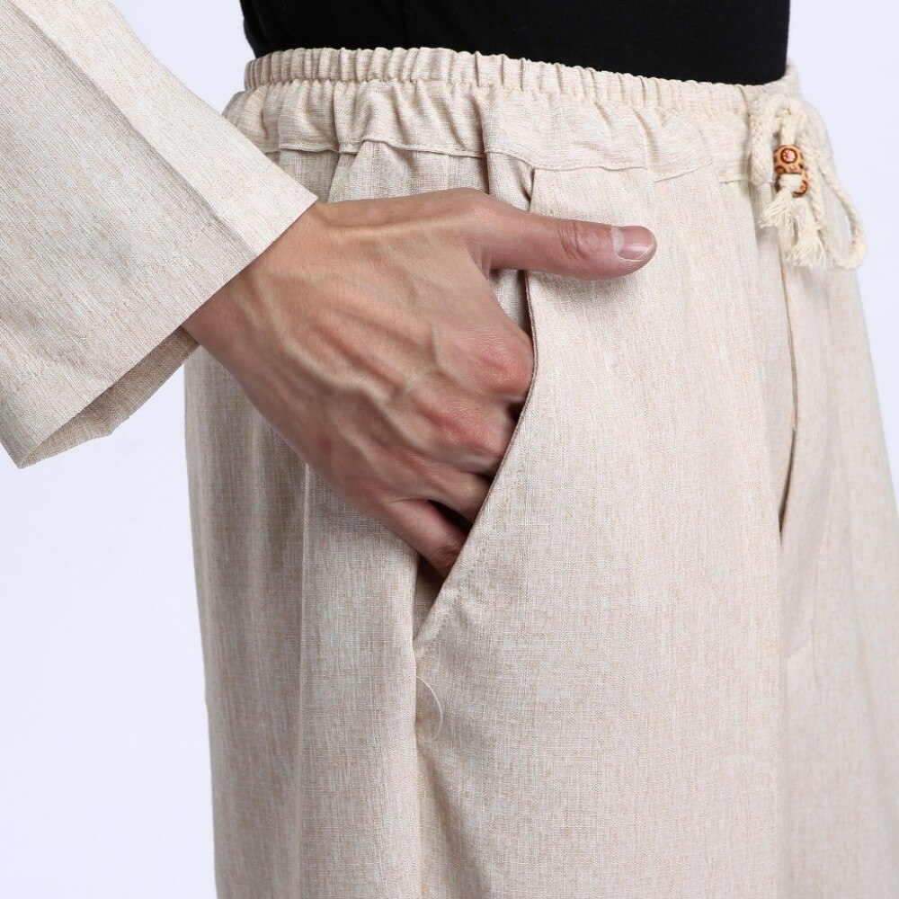 Chinesischen männer Kung Fu Hosen Baumwolle Leinen Kung Fu Schlauch Tai Chi Hosen Wu Shu Hosen Größe M L XL XXL XXXL W42