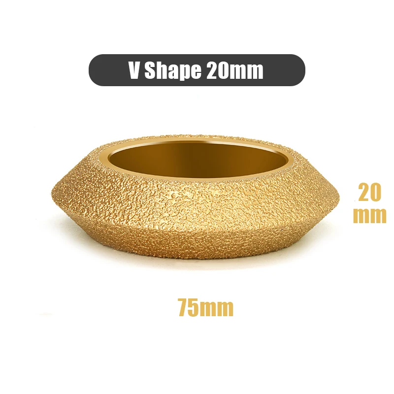 20mm- hålsdiameter 3 tum 75mm v-formad torrvakuumlödd diamantslipskiva halvbullnose-kant marmorkantprofilslipskiva: Orange