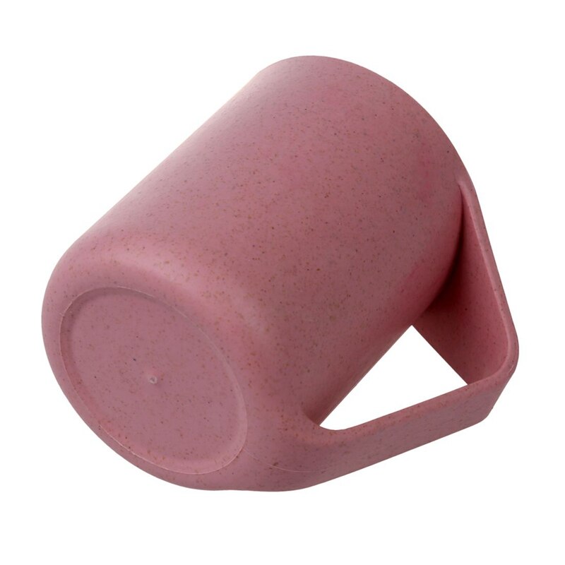 2X Onbreekbare Creatieve Koffie/Thee Mok Cup Tarwe Stro + Voedsel Grage Pp Plastic Kleur: roze &amp; Beige