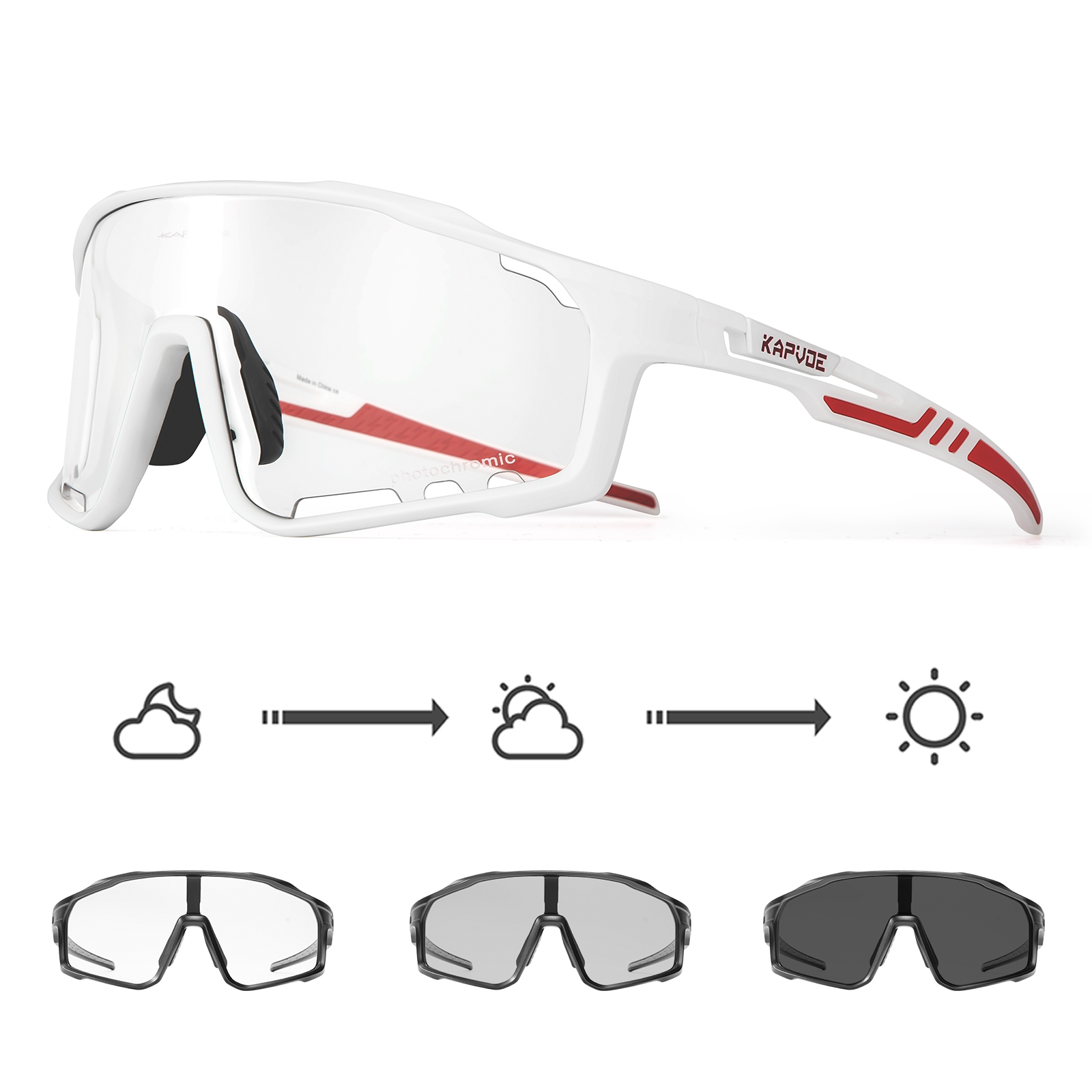 Kapvoe Photochromic Sunglasses Men's Women Sports Cycling Glasses Road Running Goggles MTB Bike Bicycle Mtb Eyewear For Driving: GRAY