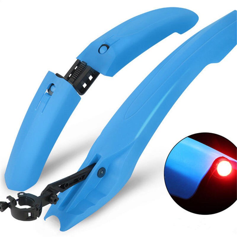 Guardabarros para bicicleta con luz trasera LED, ajustable, 5 colores, fácil de instalar: blue