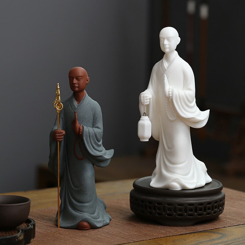 Zen keramiek karakter decoratie kleine monnik chinese stijl entree antieke plank studie bureau decoratieve zen decor thee huisdier