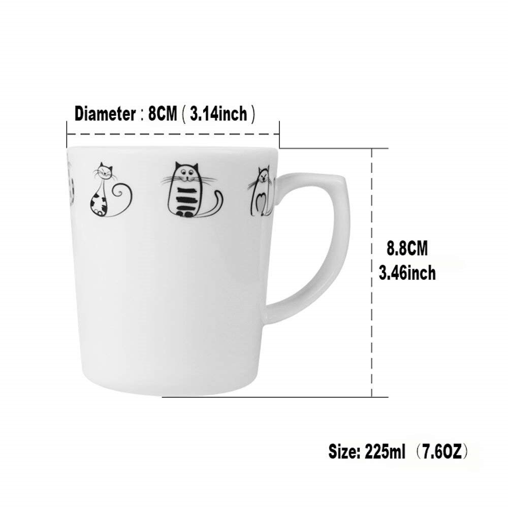 Bonjour Cute cerámica plato de gato taza tazón pequeños platos conjuntos de cena única plato postre bandeja bandeja de juego de platos y cubiertos Cocina: cup