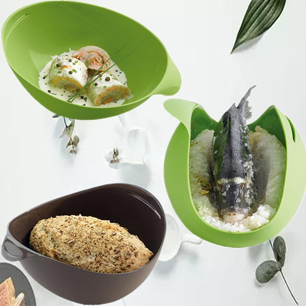 Vaporera de silicona para horno de microondas, hervidor de pescado, olla de comida, tazón de verduras, cesta, herramientas para cocinar y hornear
