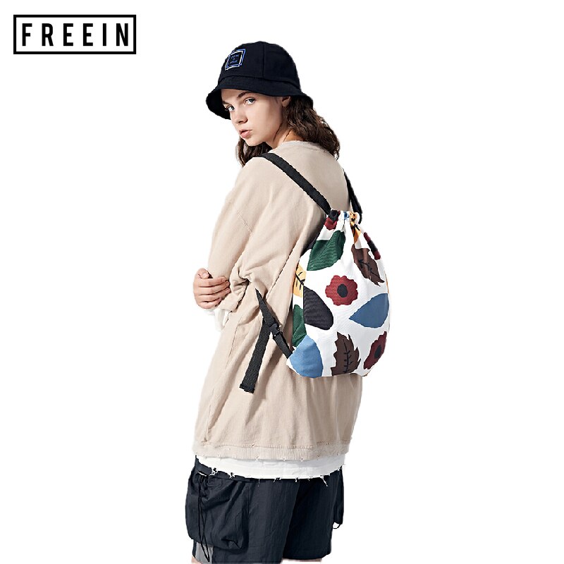 Freein Kleurrijke Gedrukt Pouch Tasje Rugzak Bloemblaadje Leaf Outdoor Waterdichte Japanse Wandelen Lente Zomer Stijl