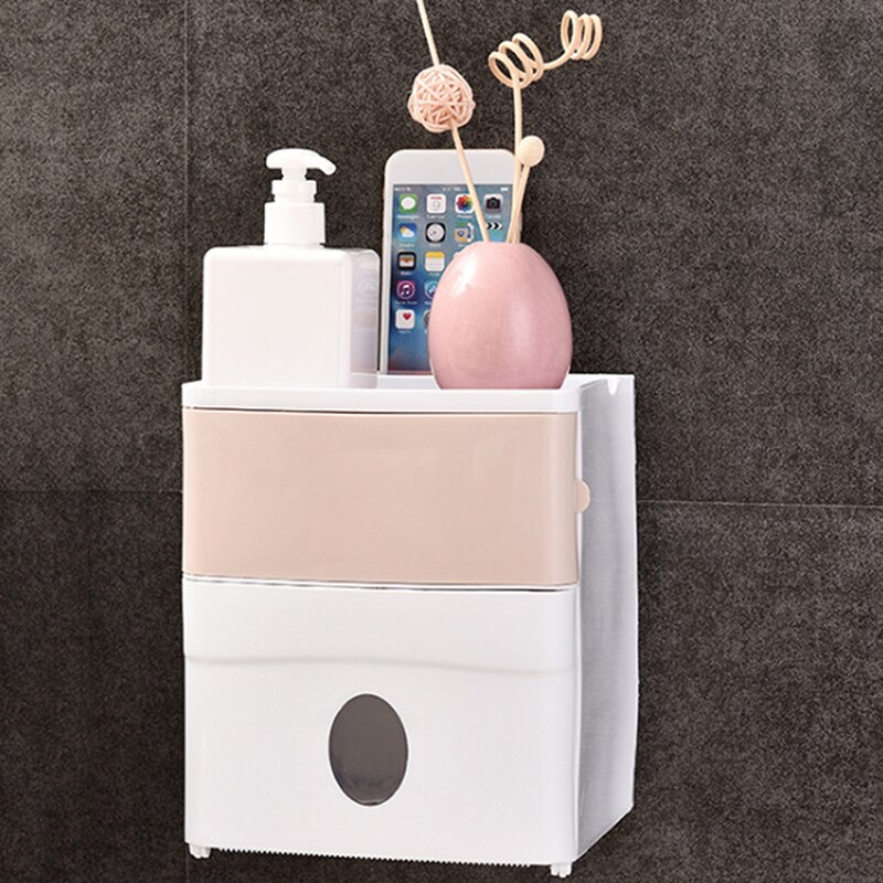 VOLDRA Toiletpapierhouder Met Van En Lade, Roestvrij Toiletrolhouder Met Vochtige Doekjesbox Zelfklevende Wc Rolhouder Zonder Boren Wandmontage Papierhouder Voor Keuken En Badkamer (Grijs