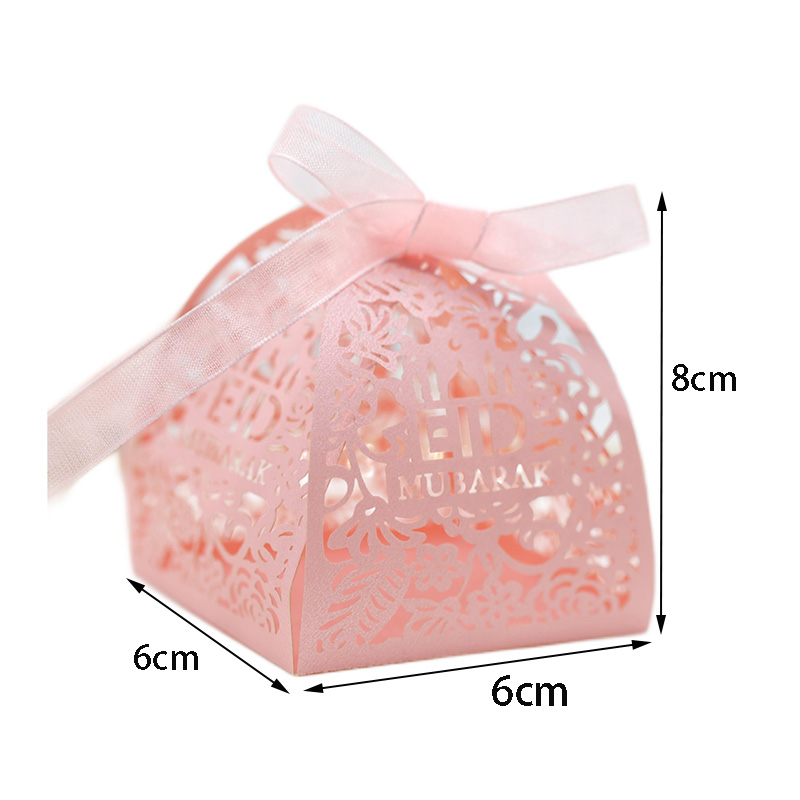 20/50Pcs EID Mubarak Candy Boxes Ramadan Kareem Biscuit Favor Boxes Hajj Islamic Muslim Eid Al-Fitr Festival Party Supplies: Pink / 50pcs