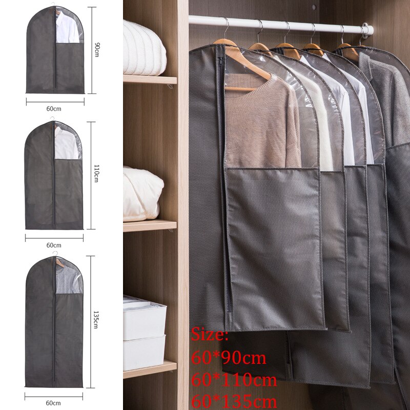Housse de rangement en tissu Non tissé 1 pièce, housse Anti-poussière, sac de rangement en tissu Non tissé, fenêtre transparente, organisateur de manteau, costume de protection, enveloppe de vêtement pour la maison