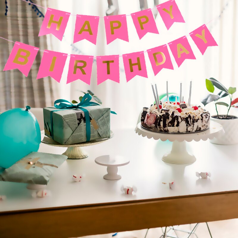 Novo feliz aniversário banner bunting bandeira decoração de festa crianças decoração ornamento do bebê colorido menina menino partis suprimentos