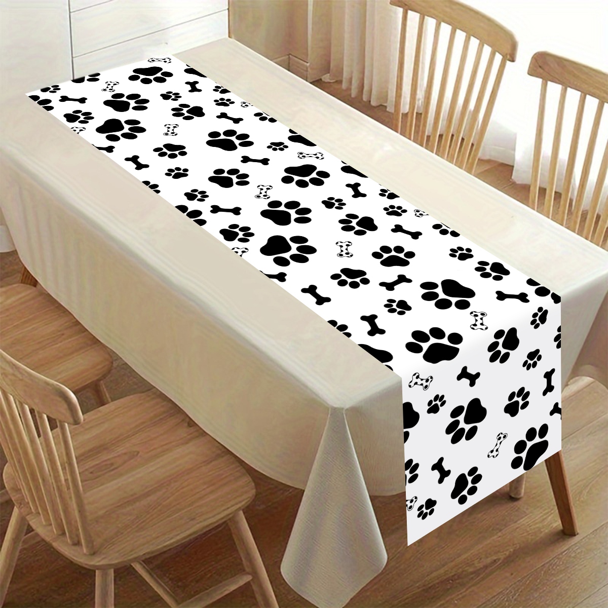 1pc Black White Checkered Table Runner Soccer Party Polyester Table Cover for Kitchen Home Birthday Party Picnic Supplies