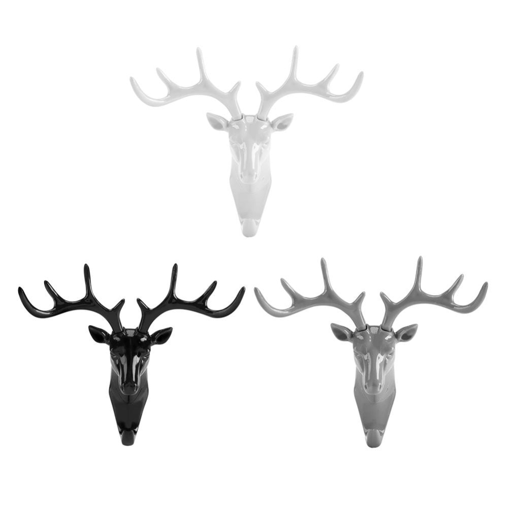 Deer Head Wall Key Holder Hook Wall Decoration Key Holder Belt Coat Bag Hanger Adhesive Wall Hook For Hanging Door Hook