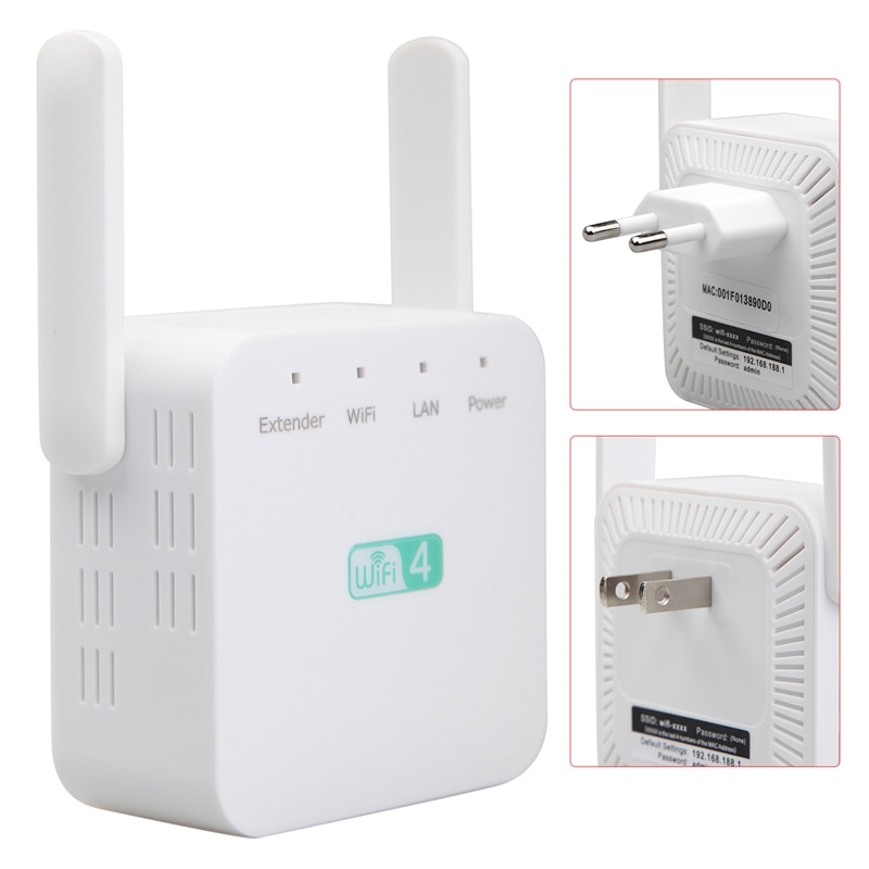 Wifi Signaal Extender, Thuis 300 Mbps Draadloze Repeater, Wifi Range Extender Signaalversterking Enhancer-Wit