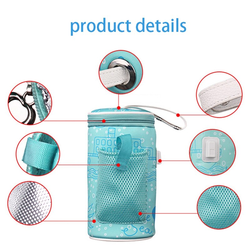 Usb-babyflesverwarmer, geïsoleerde tas, reisbeker, draagbare autoverwarmers, drink warme melk, thermostaatzak voor het voeden van pasgeborenen