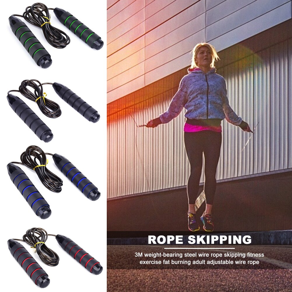 3m Weighted Skipping Rope Adjustable Steel Wire Jumping Rope Removable Weight Bar for Adult Sports Fitness Training Equipment