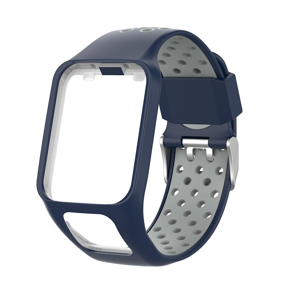 Erstatningsarmbånd til tomtom urrem silikonebånd til tomtom runner 3/ eventyrer/golfspiller 2/ løber 2 cardio/spark 3 musik: Dack blå grå
