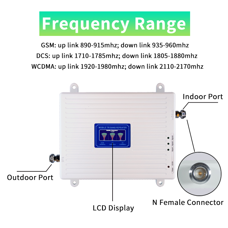 Gsm Repeater 2G 3G 4G Lte Cellulaire Tri Band Mobiele Signaal Versterker 4G Versterker Gsm Dcs wcdma 900 1800 2100 Geen Antenne