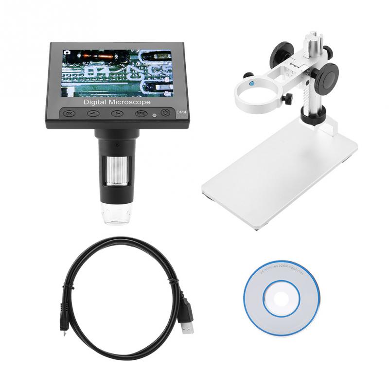 500/1000X Digital Microscope DM4 2MP 4.3 Inch Display Magnifier Electronic Microscope with LED Light: Aluminum alloy hold