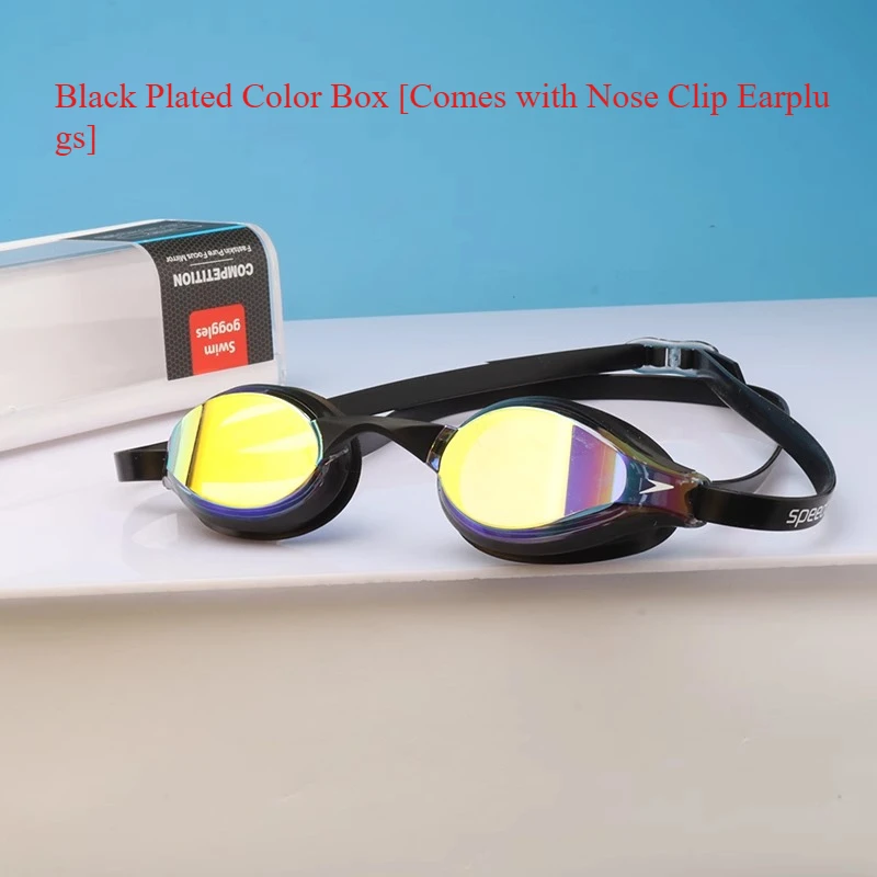 Speedo elite simglasögon med liten båge, klar syn och imfri teknik för tävling och träning för män och kvinnor: Svart