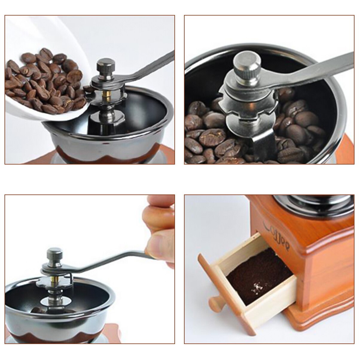 Holz Kaffeemühle Haushalt Hand Kurbel Kaffee Mühle Manuelle Kaffee Hersteller Küche Kaffee Zubehör für Heimat Einkaufen