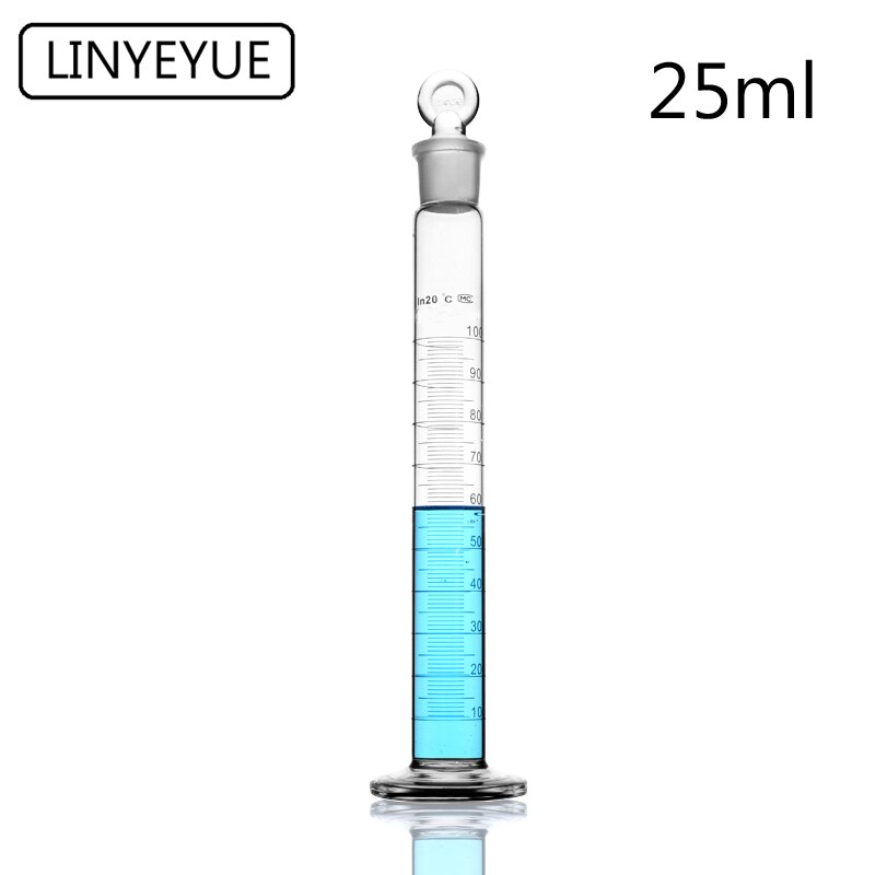 Linyeyue 25Ml Glazen Maatcilinder Met Stopper Cap Meten Glas Cilinder Laboratorium Chemie Apparatuur