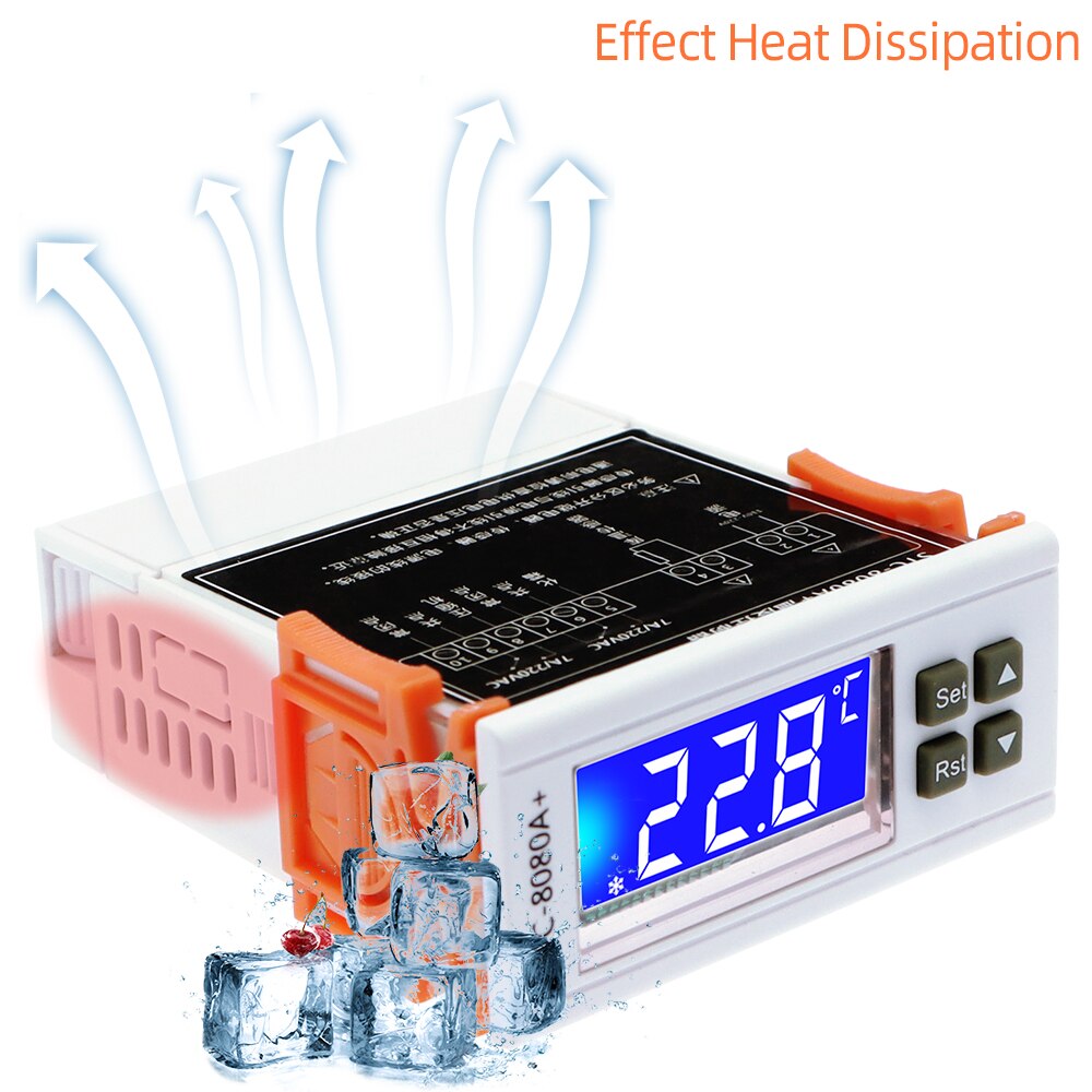 STC-8080A+ Digital Temperature Controller Automatic Timing Defrost Intelligent Thermostat Alarm Function 12V 24V 220V 90%off