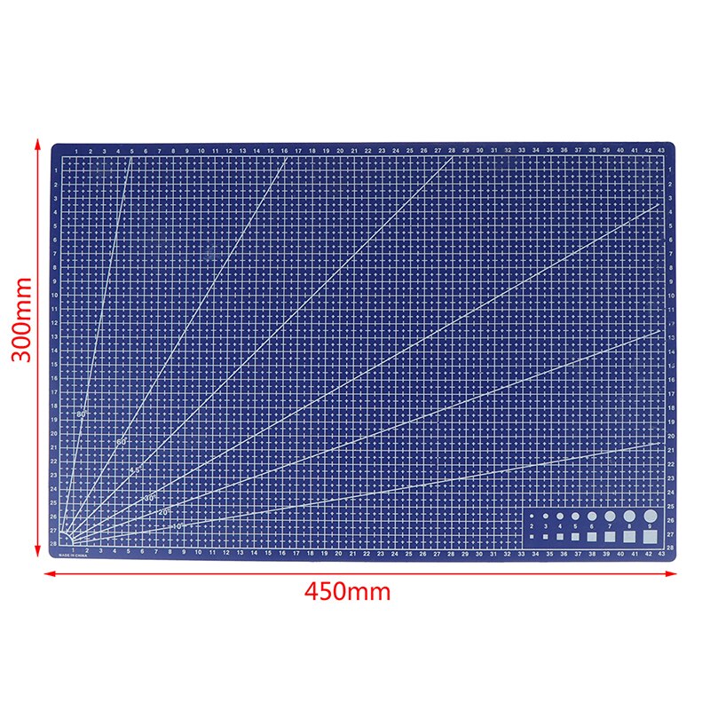 1 stk  a3 pvc rektangulær skæremåtte gitterlinjeværktøj plast 45cm x30cm