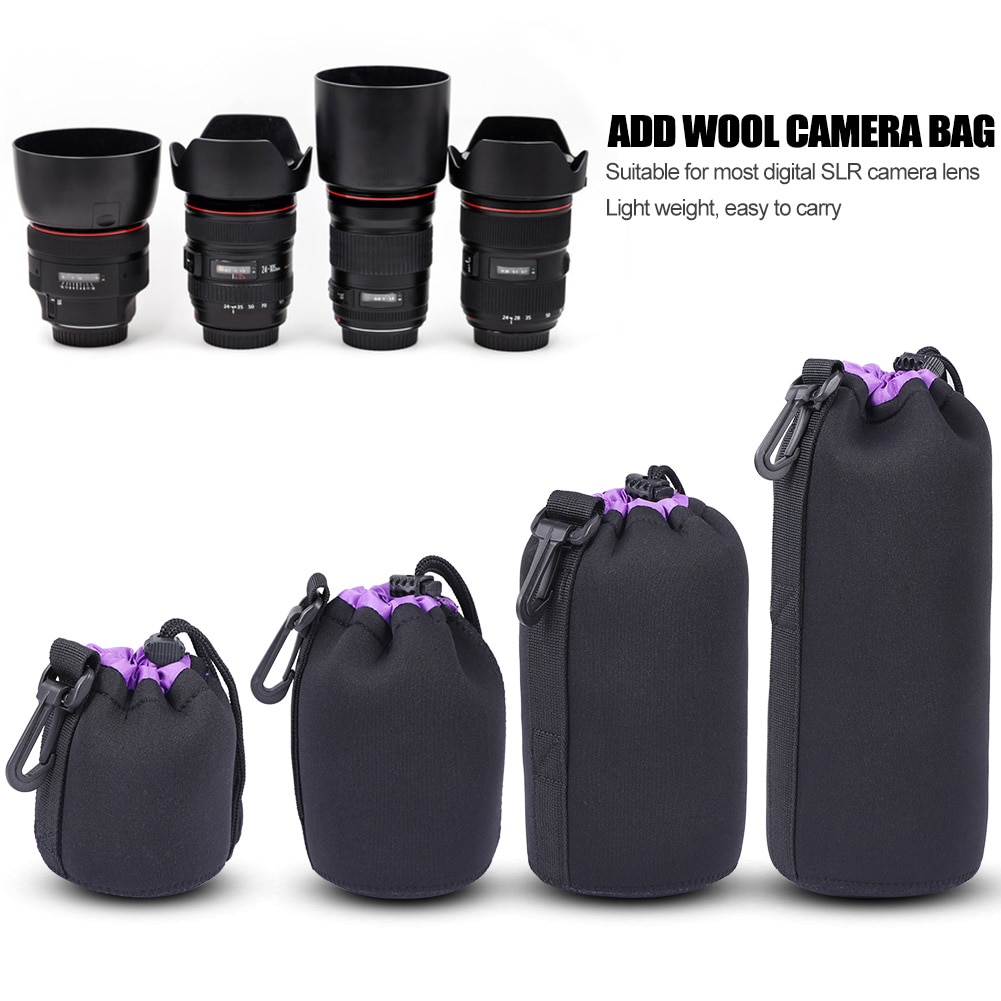SLR Camera Set Lens Pouch Protective Bag Carrying Handheld Drawstring Shockproof Soft Camera Elements for Neoprene