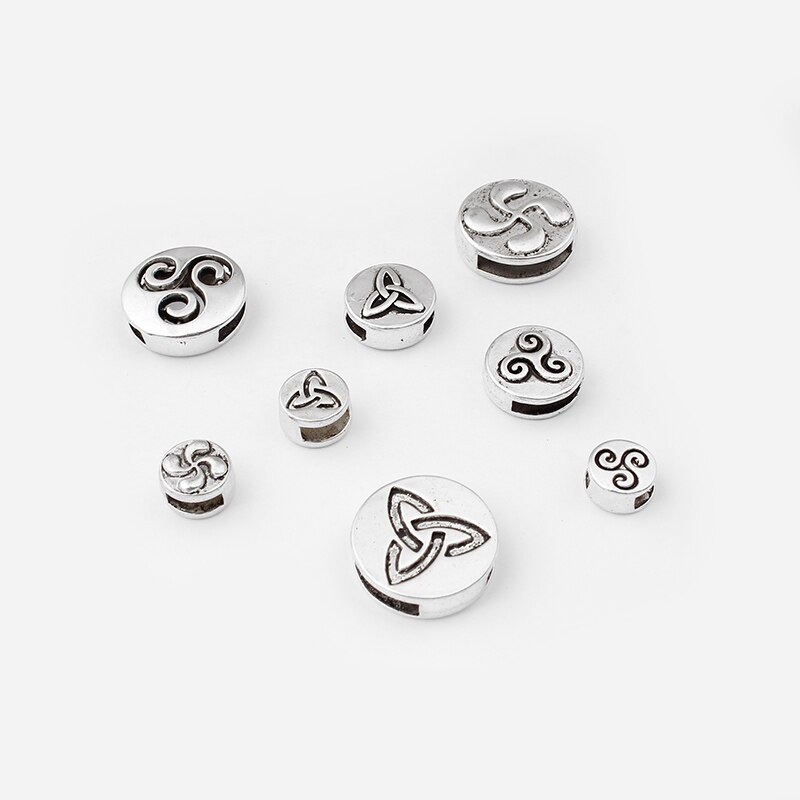 1 pacote antigo redondo triskele trisk espiral slider espaçador caber 10mm cabo de couro liso pulseira jóias descobertas fazendo