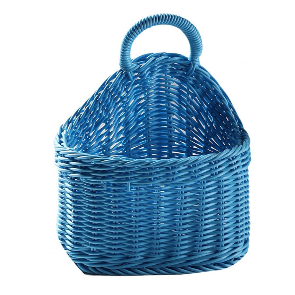 Panier de rangement en rotin multicolore, joli panier de rangement en osier, avec poignée, durable: Bleu