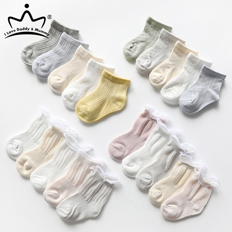 5 paires bébé chaussettes été maille mince bébé fille garçon chaussettes décontracté infantile bambins coton chaussettes courtes