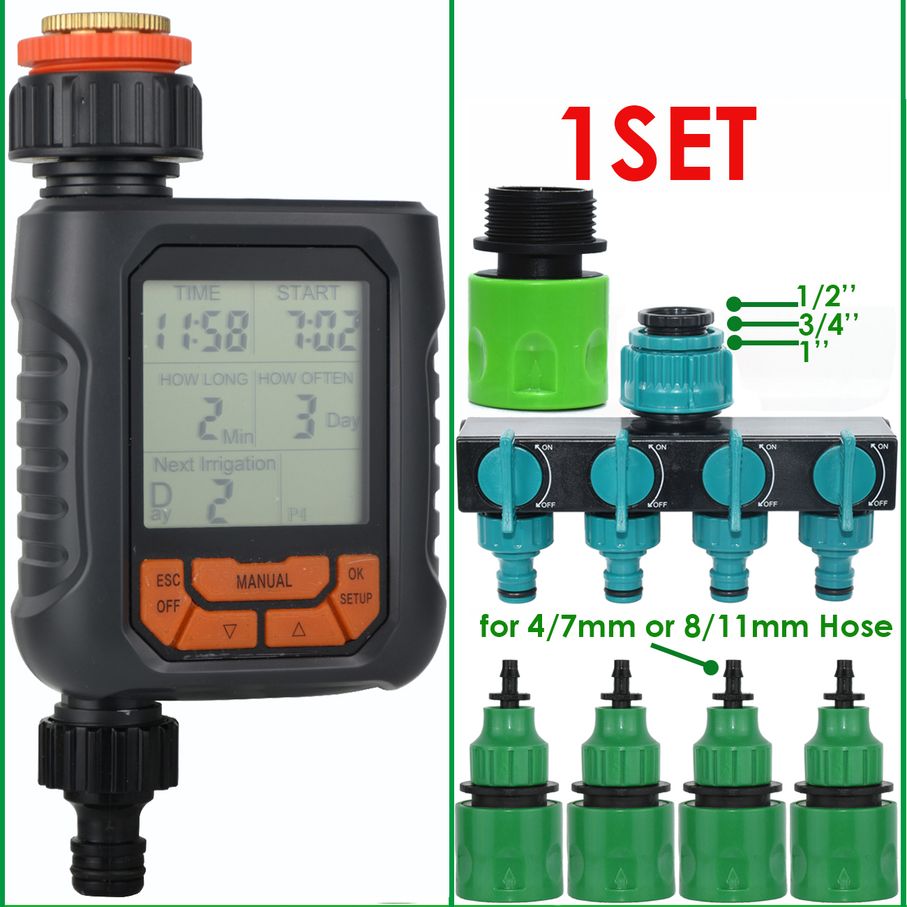 Temporizador de agua para aspersor de jardín, temporizador Digital programable automático, resistente al agua IP65 para sistema de riego de césped, controlador de riego: Rosa