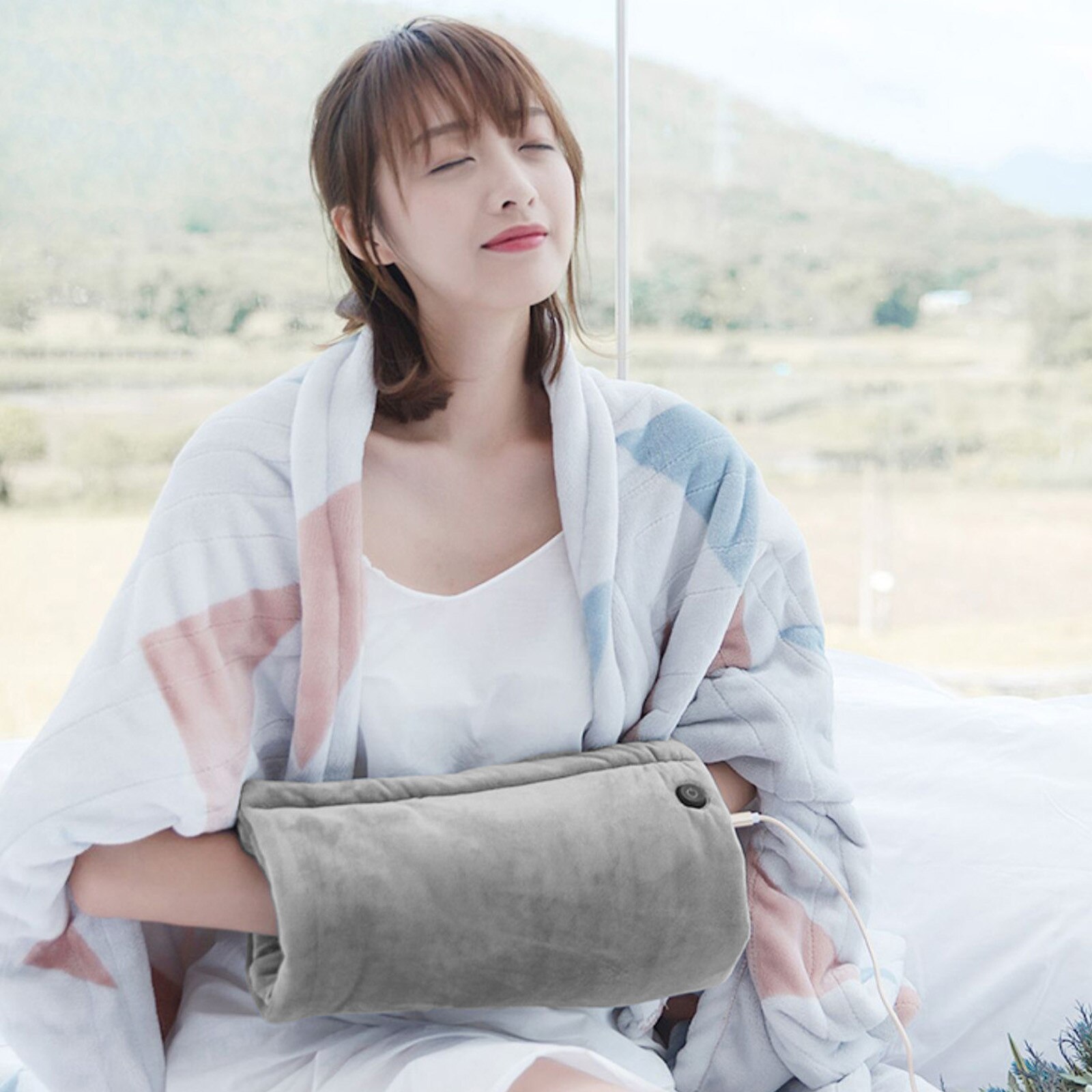 2 In 1 Usb Smart Heating Hand Warmer Heating Cushion Three-stage Temperature Knitted Soft Cozy Cover For Parents: A