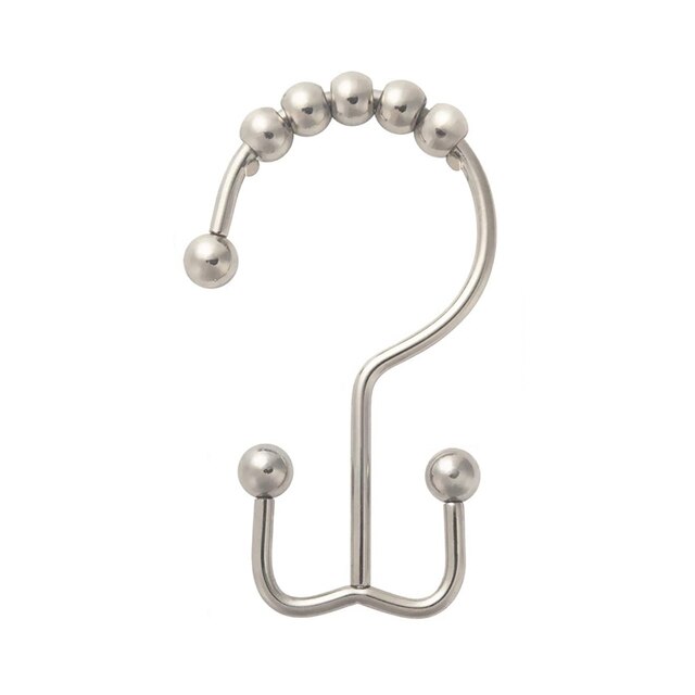 4/6pcs Stainless Steel Bath Curtain Rollerball Hook Curtain Rings Hooks Curtain Ring Rack Anti-slip Roller Bathroom Accessories: 4pcs / Light Brown