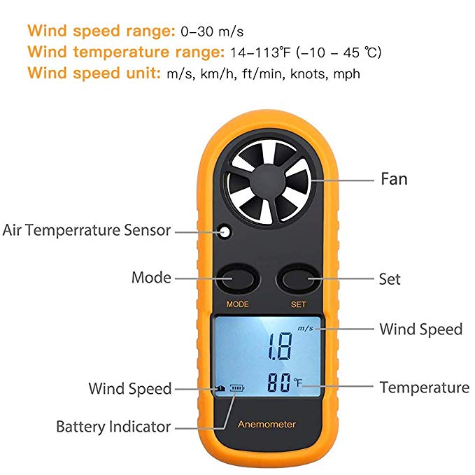 GM816 Digitale Mini Anemometer Wind Speed Gauge Meter Lcd Handheld Luchtstroom Windmeter Thermometer: Default Title