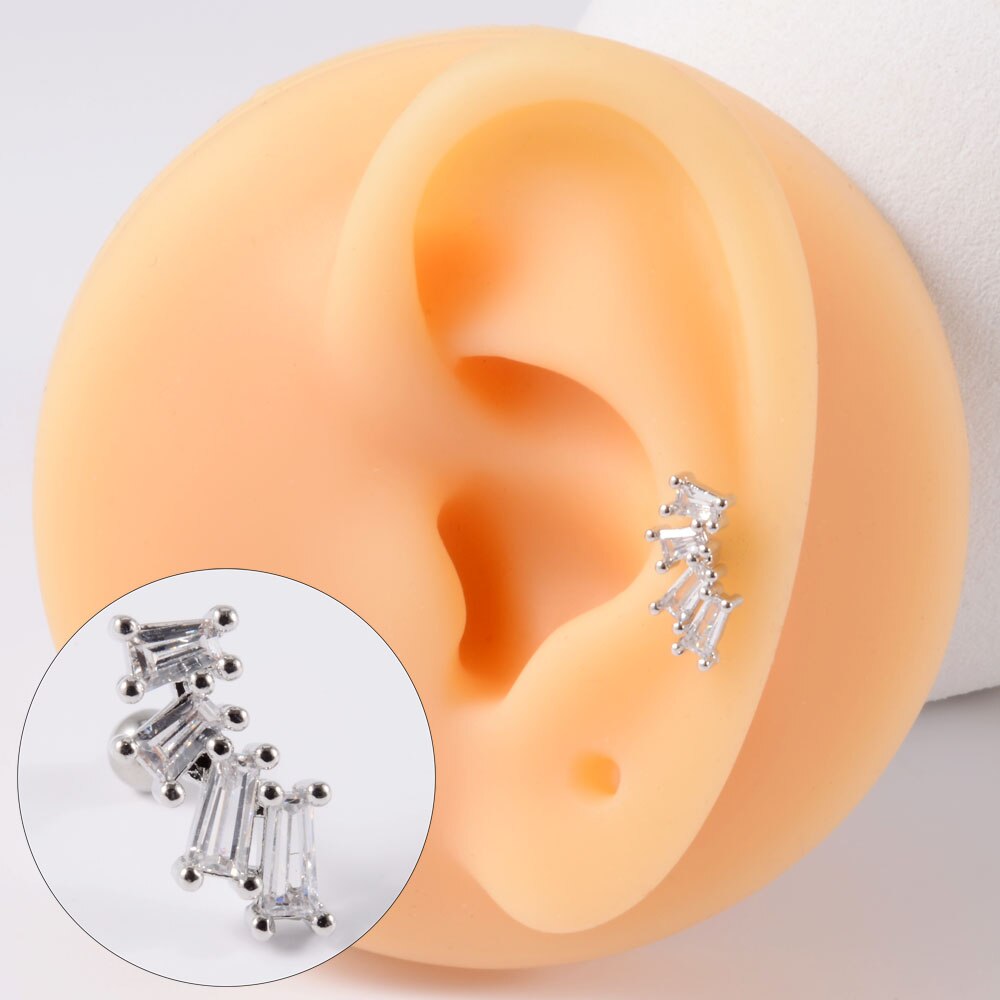 1 pz acciaio inossidabile Cz orecchio Tragus cartilagine orecchini cristallo trasparente fiore lobo elica orecchino bilanciere piercing gioielli per il corpo 20G: Zinco nero placcato