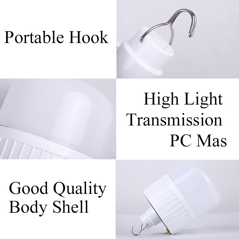 Outdoor Camping Led Light Charging Night Market Stall Lamp Wiring Free Rechargeable Wall Lamp 20/40/60W Portable Tube For Home